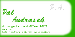 pal andrasek business card